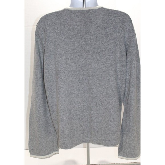 Vtg St. John's Bay Women's XL Sweater Grey Embroiled Floral Sweat heart Neck - Picture 2 of 8